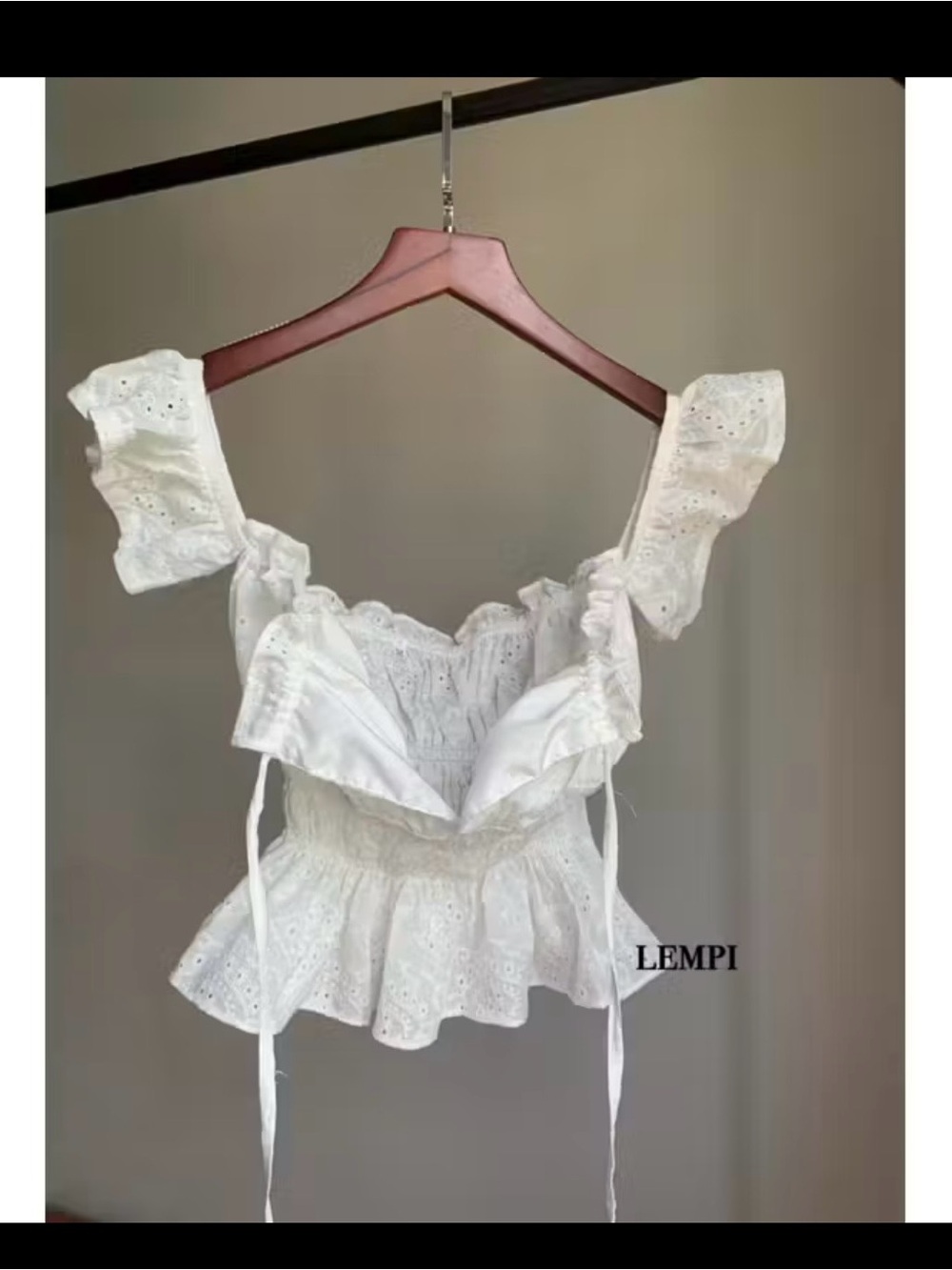 White Eyelet Ruffle Crop Top
